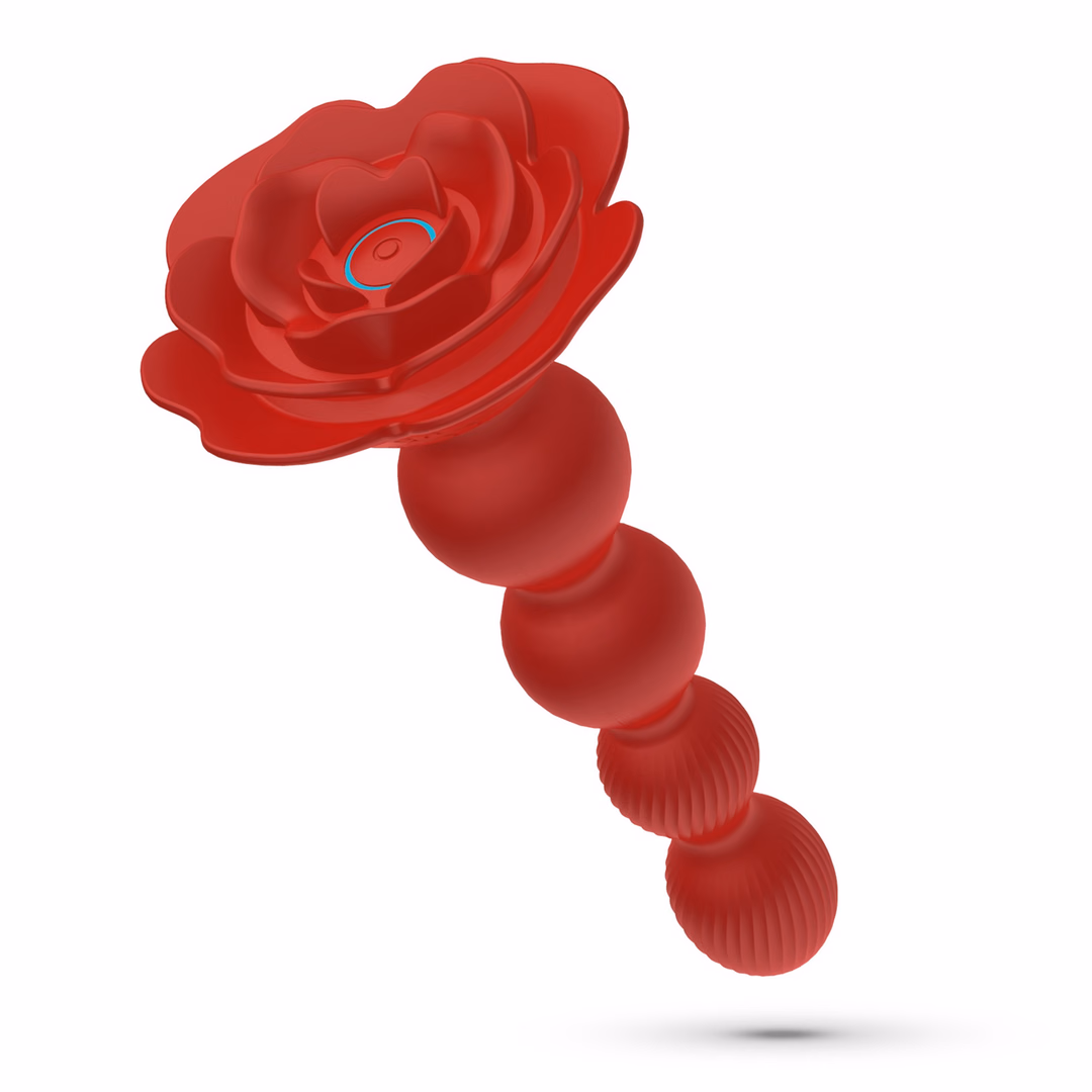 Rosaline - Rotating Anal Rose Plug with Remote Control - Red - 3