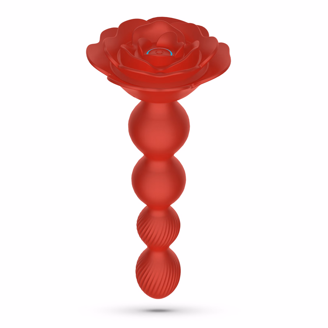Rosaline - Rotating Anal Rose Plug with Remote Control - Red - 4