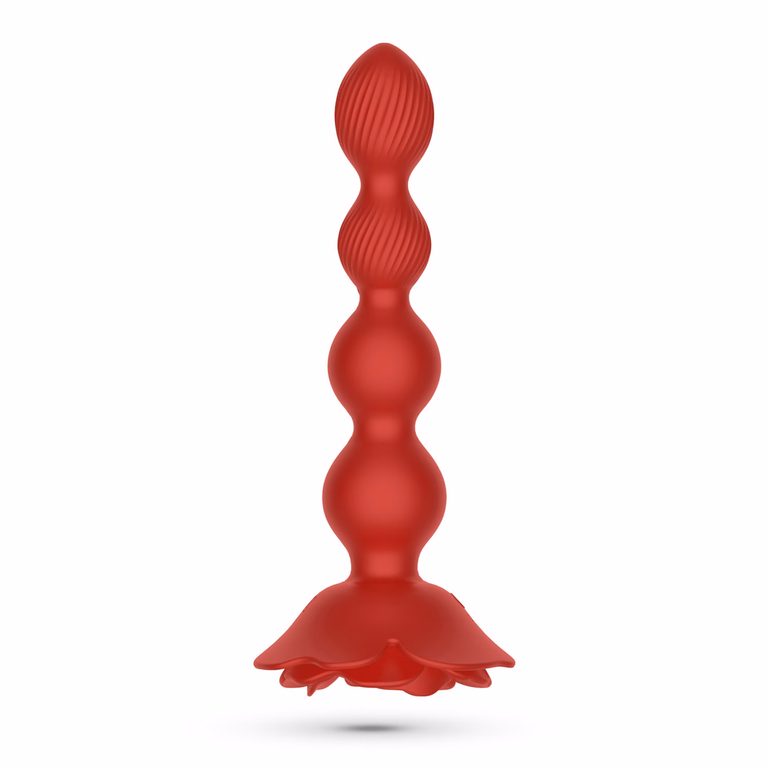 Rosaline - Rotating Anal Rose Plug with Remote Control - Red - 5