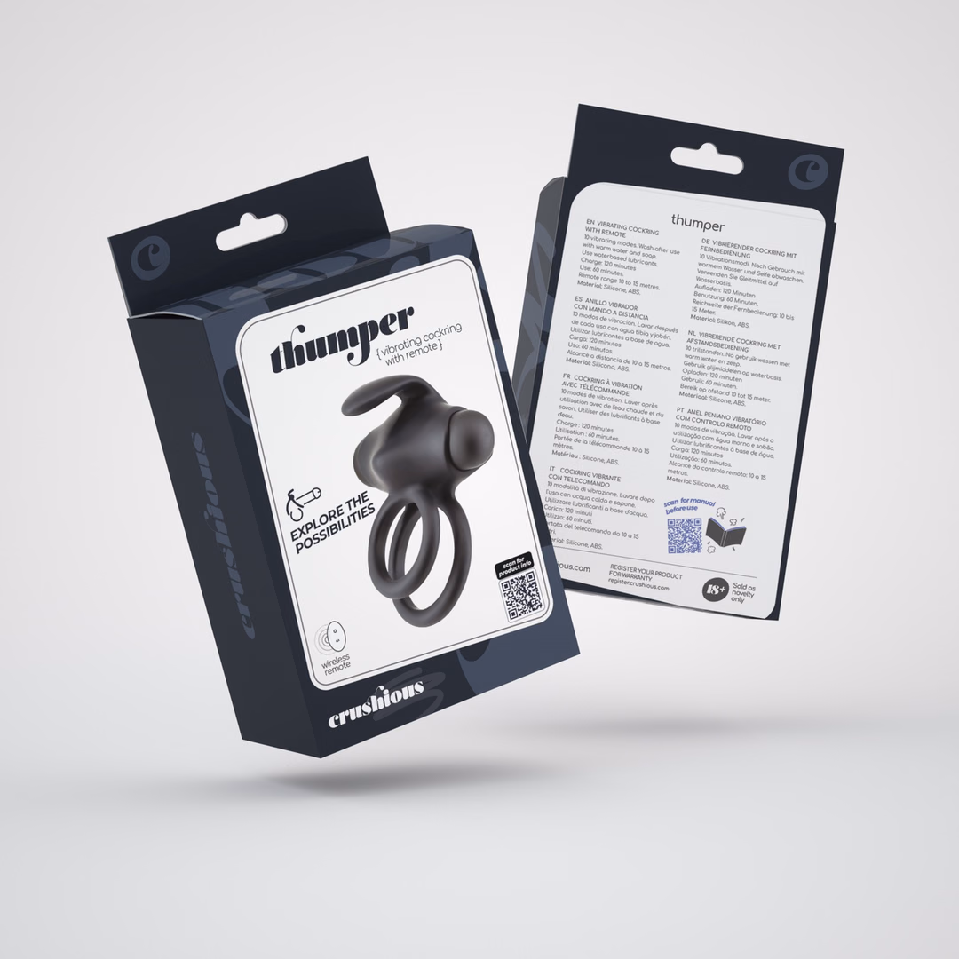 Thumper - Vibrating Double Cockring with Remote Control - Black - 2