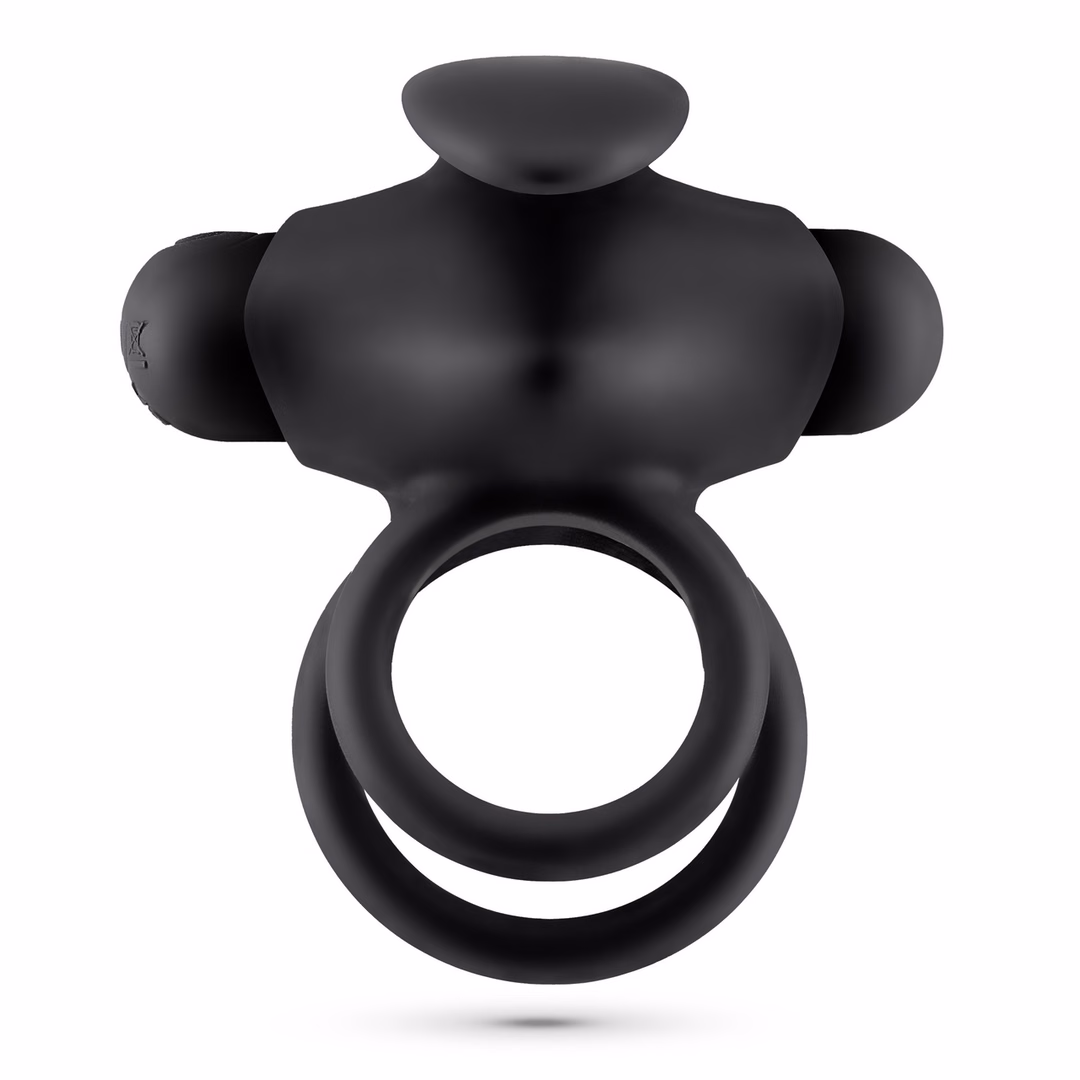 Thumper - Vibrating Double Cockring with Remote Control - Black - 3