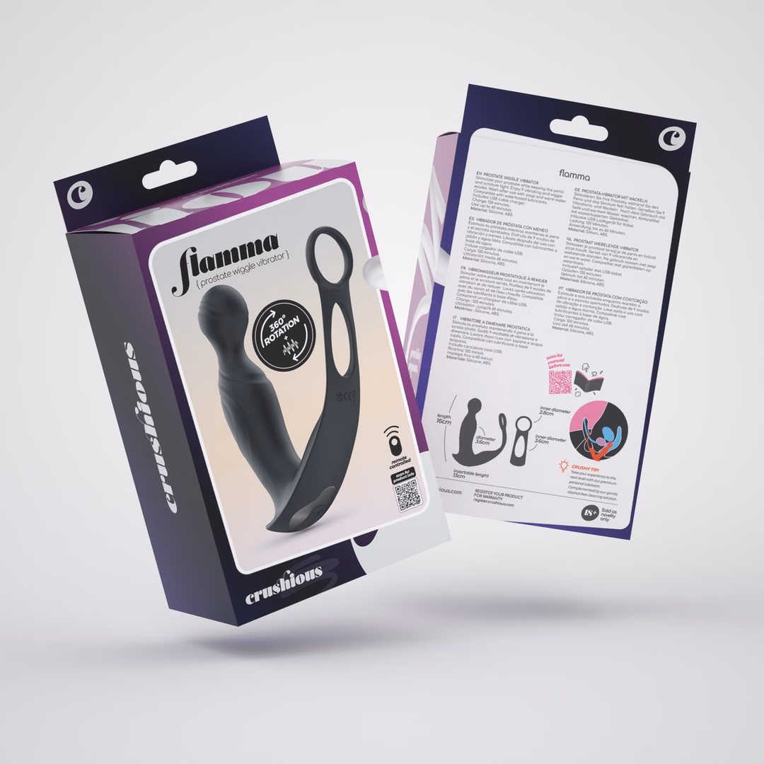 Flamma - Vibrating Prostate Massager with Ball Strap and Cockring - Black - 2