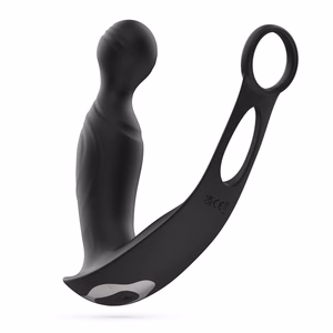 Flamma - Vibrating Prostate Massager with Ball Strap and Cockring - Black