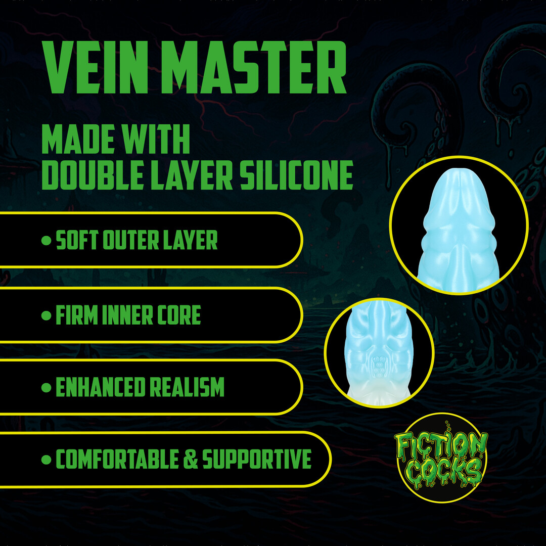 Vein Master - Silicone Dildo - Blue/White - Image 3