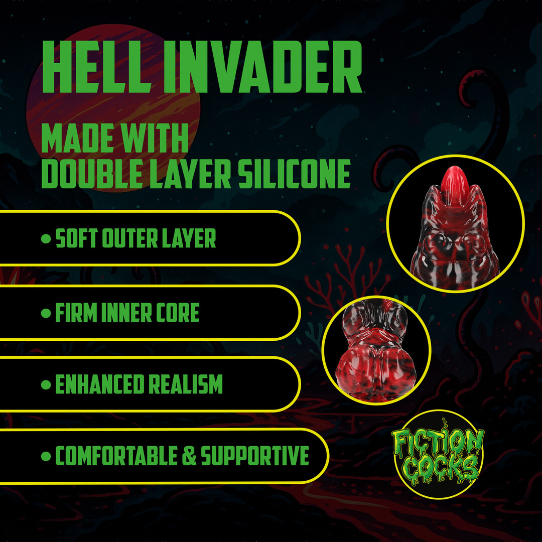 Hell Invader - Silicone Dildo - Red/Black - Image 3
