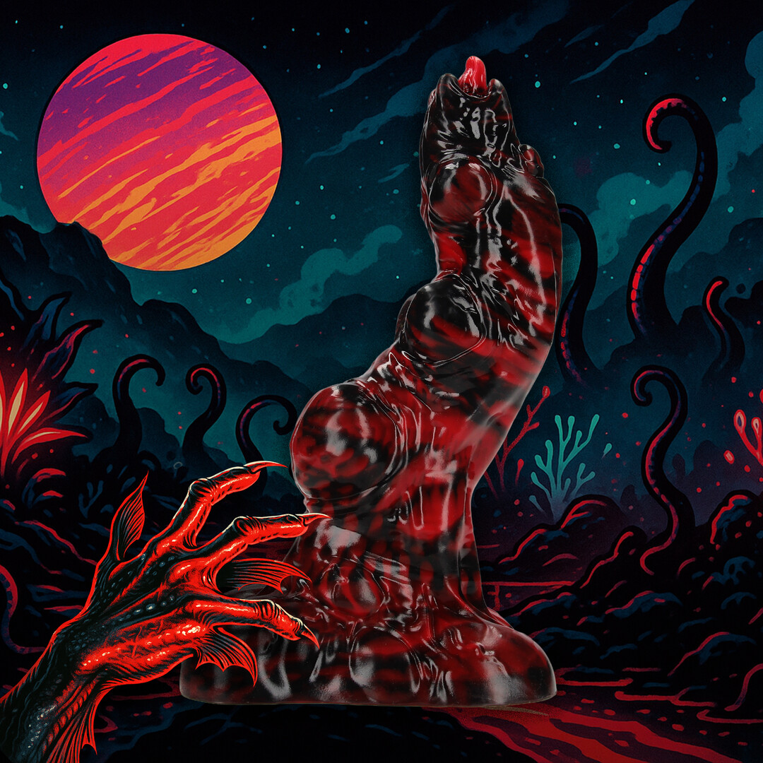 Hell Invader - Silicone Dildo - Red/Black - Image 4
