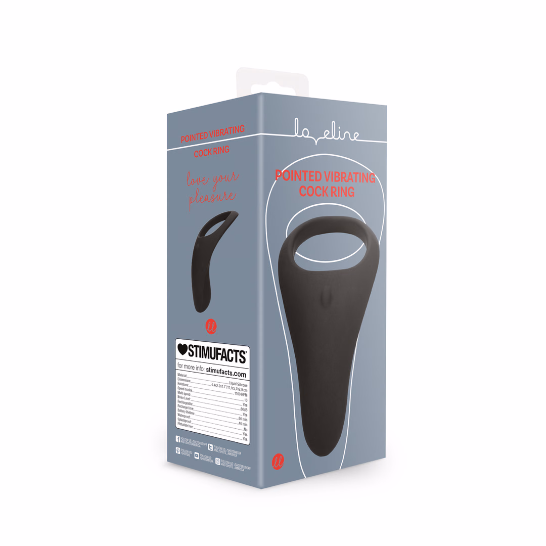 Pointed Vibrating Cock Ring - Licorice Black - 2