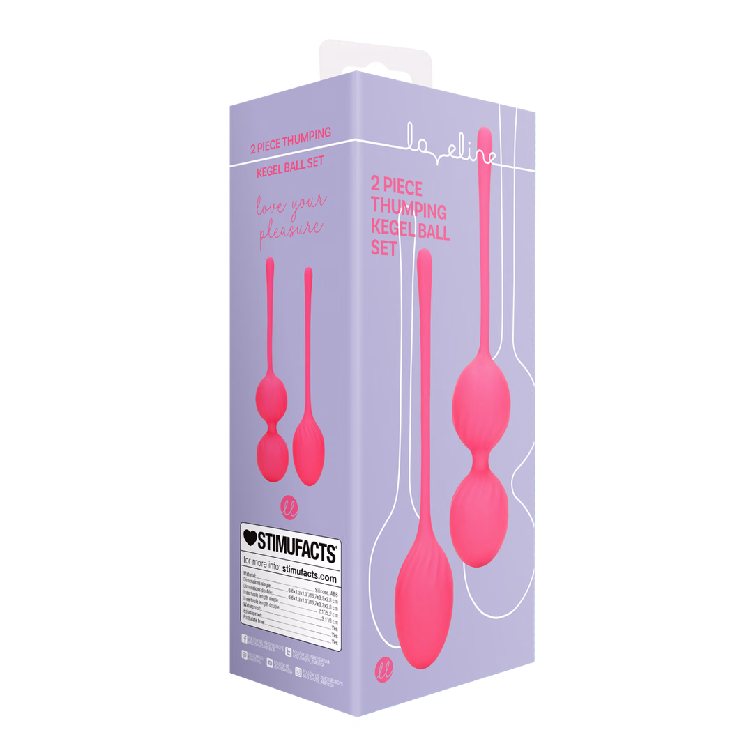 2 Piece Thumping Kegel Ball Set – Wild Strawberry – 2 2 Piece Thumping Kegel Ball Set - Wild Strawberry - 2