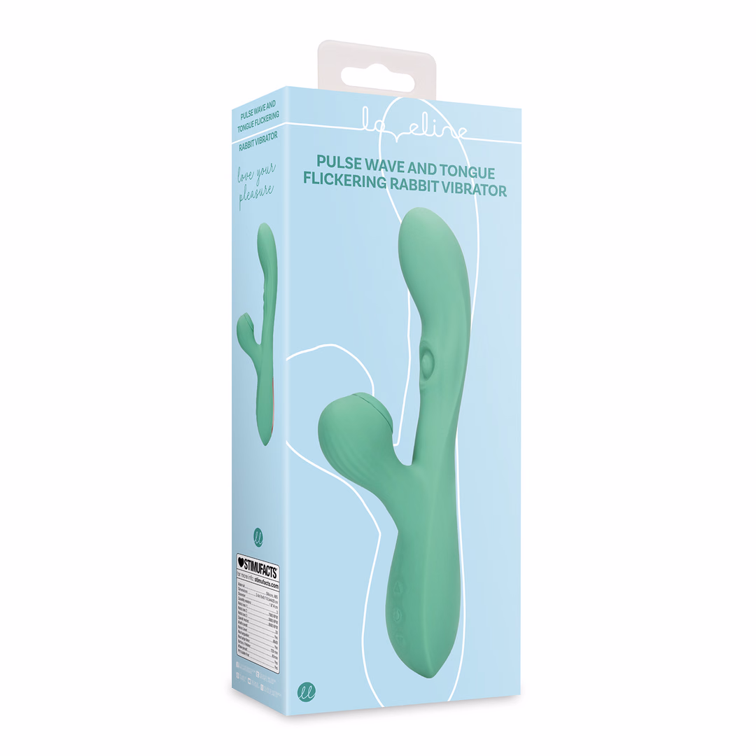 Pulse Wave and Tongue Flickering Rabbit Vibrator - Blue Grass - 2