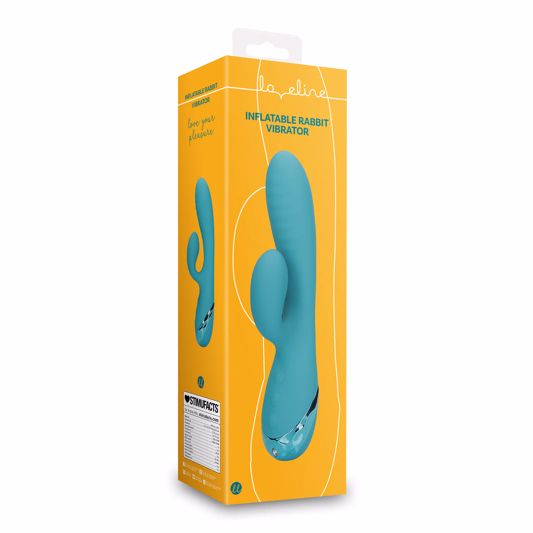 Inflatable Rabbit Vibrator - Peacock Blue - 2