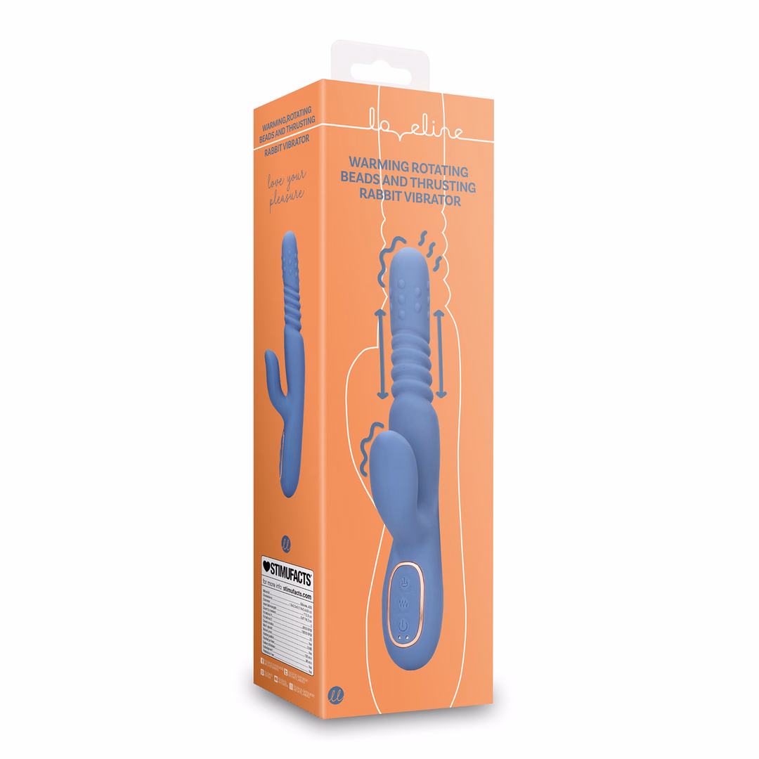 Warming Rotating Beads and Thrusting Rabbit Vibrator - Blue Nova - 2