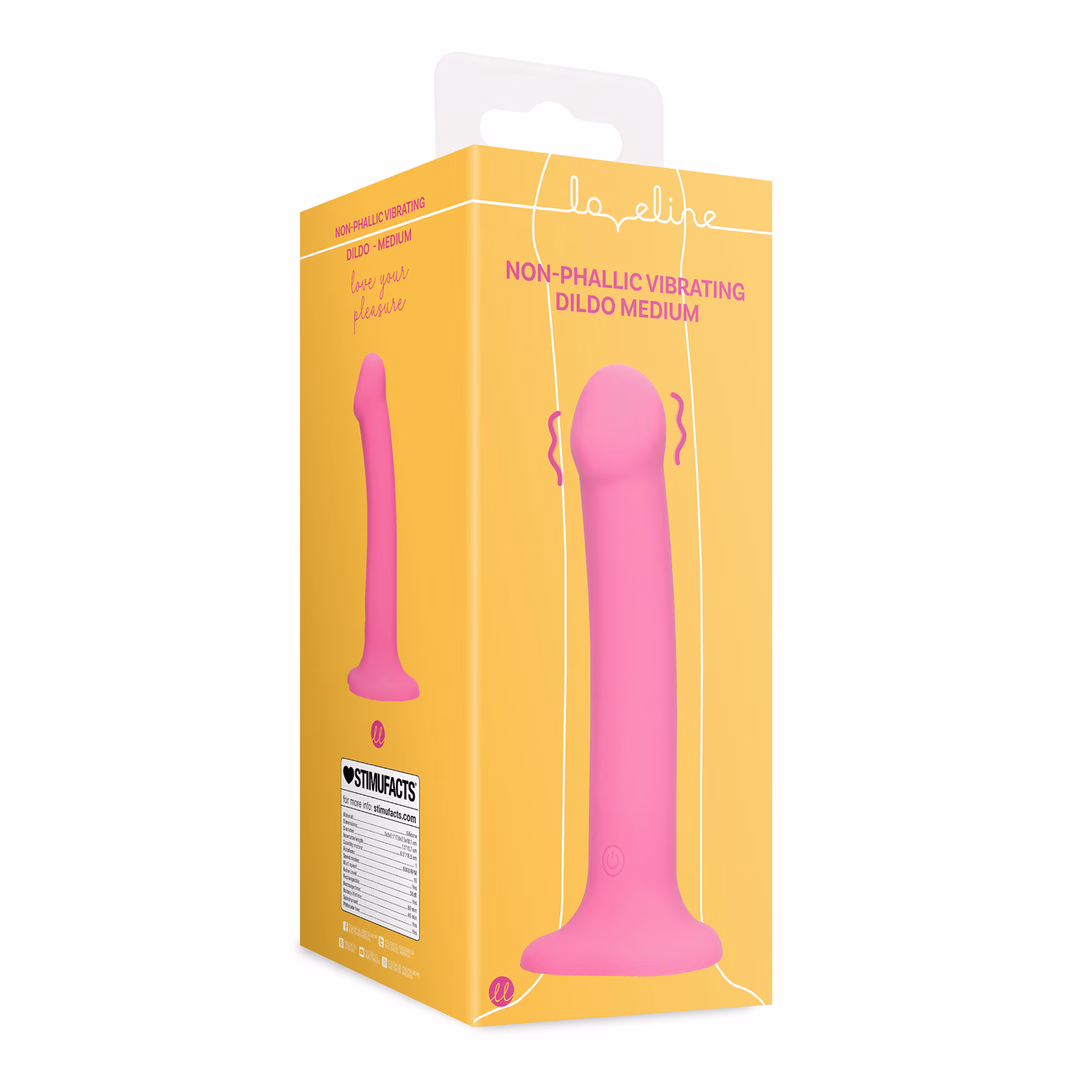Non-Phallic Vibrating Dildo - Medium - Powerful Pink - 2