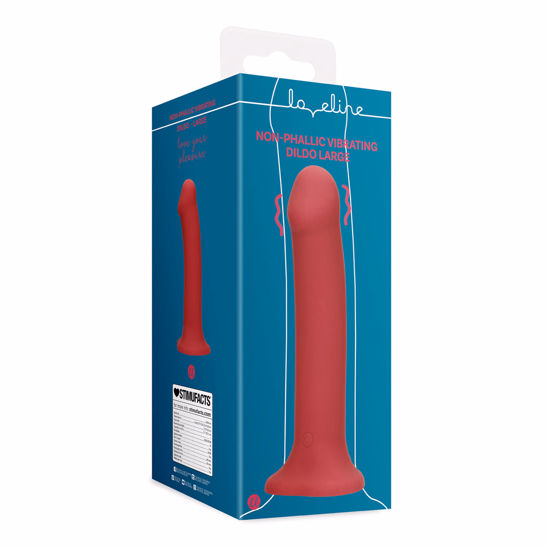 Non-Phallic Vibrating Dildo - Large - Raspberry Red - 2