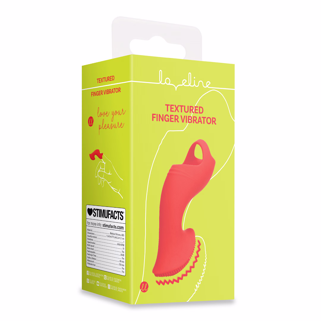 Textured Finger Vibrator - Sunrise Red - 2