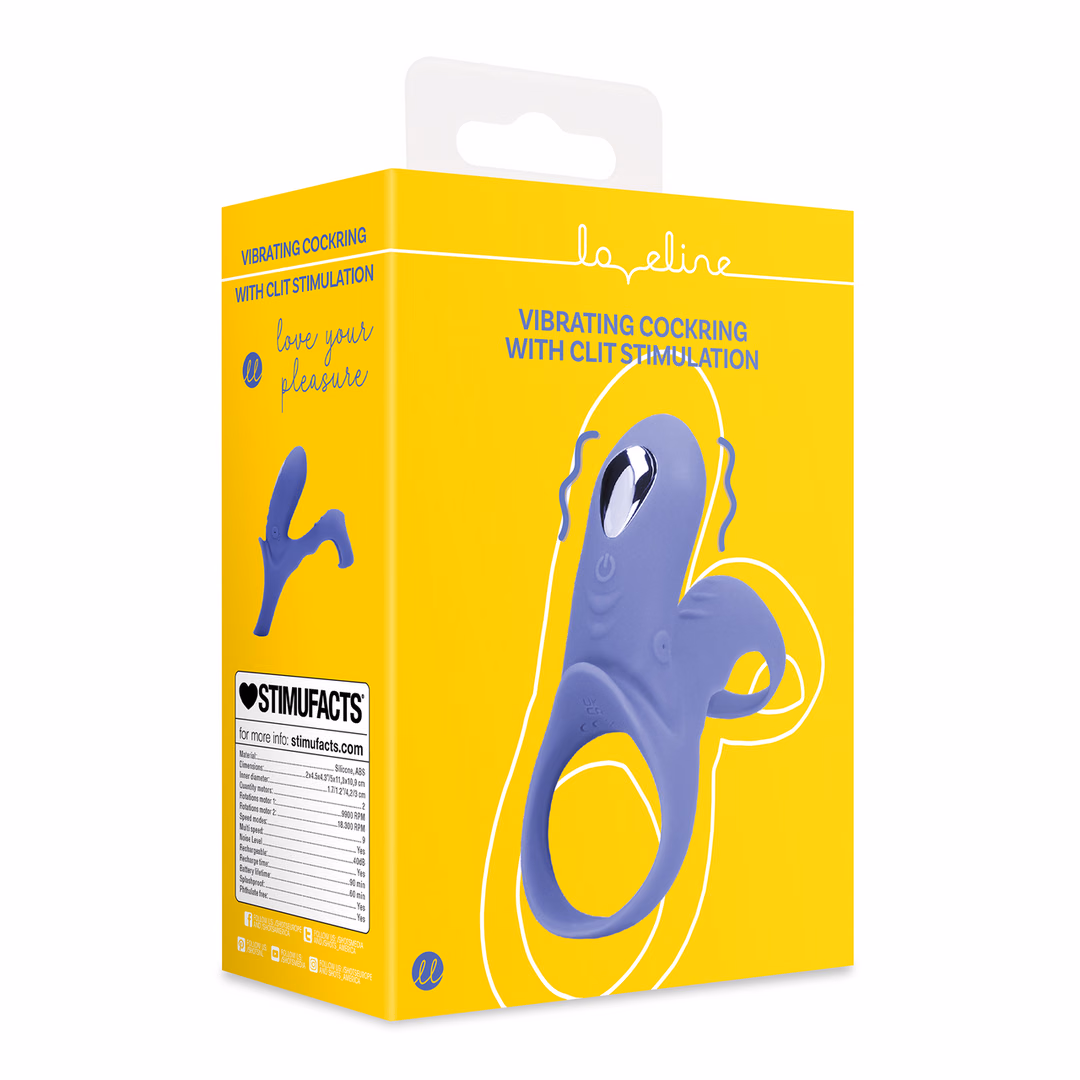 Vibrating Cockring with Clit Stimulation - Tamiya Blue - 2