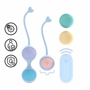 Vibrating and 5 Weight Interchangeable Kegel Kit with Remote Control - Purple