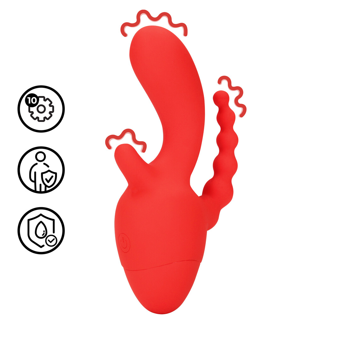 Mini Triple Stimulation Vibrator - Scarlet Kiss