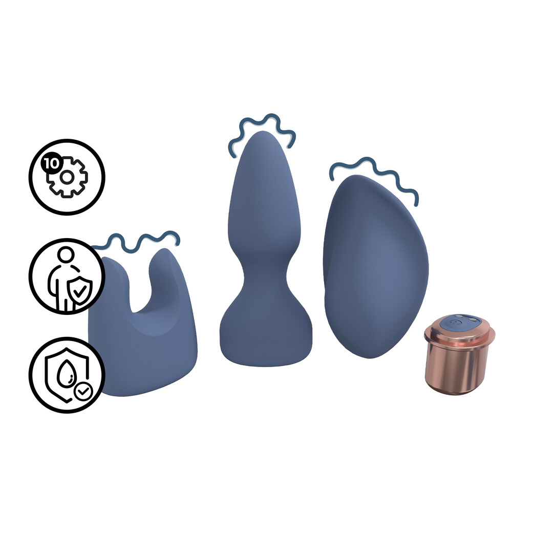 Interchangeable Vibrator Kit - Blue/Grey