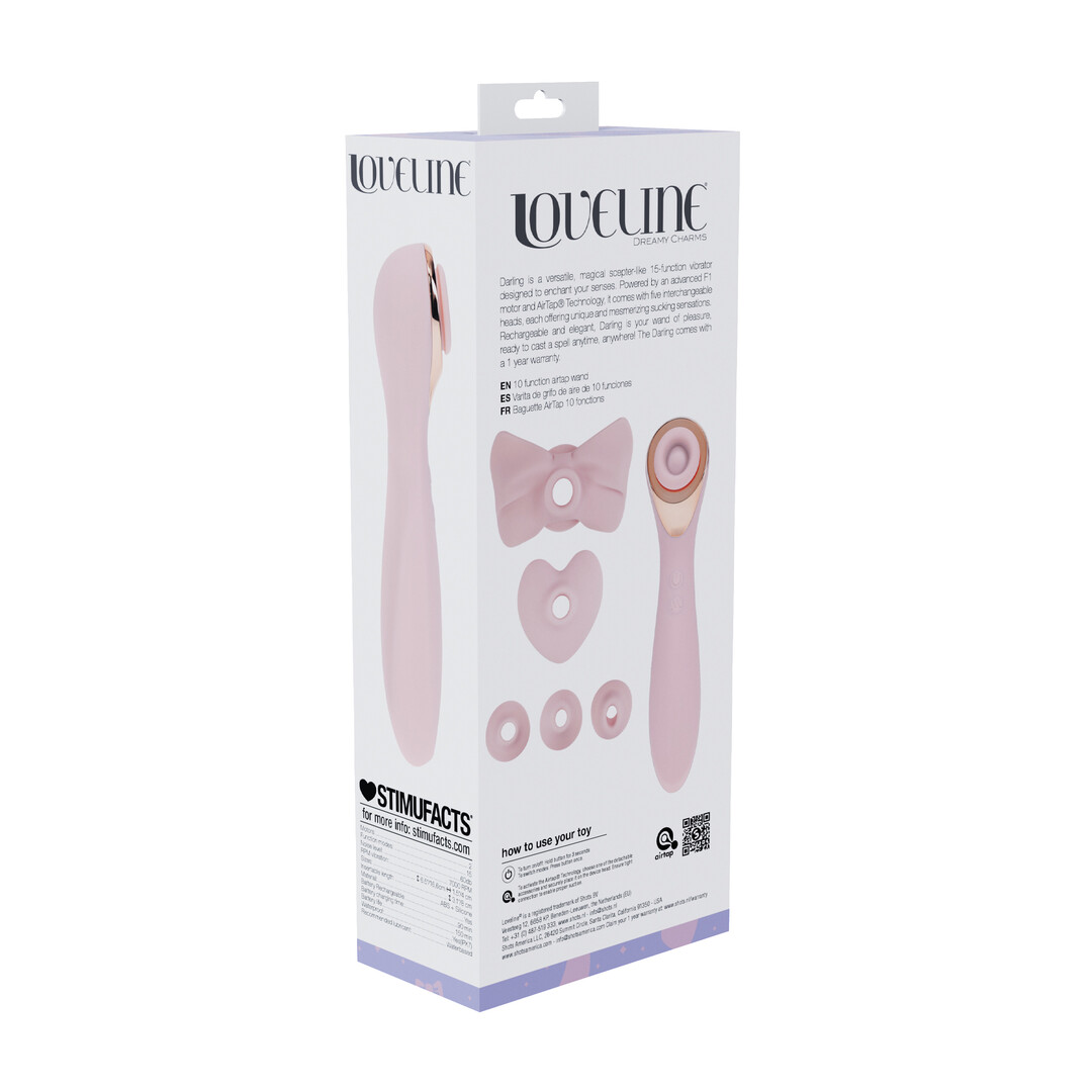 Darling - AirTap Wand Vibrator with Five Head Attachments - Pink - 3