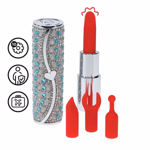Tiffany - Lipstick Vibrator with 4 Attachments - Blue