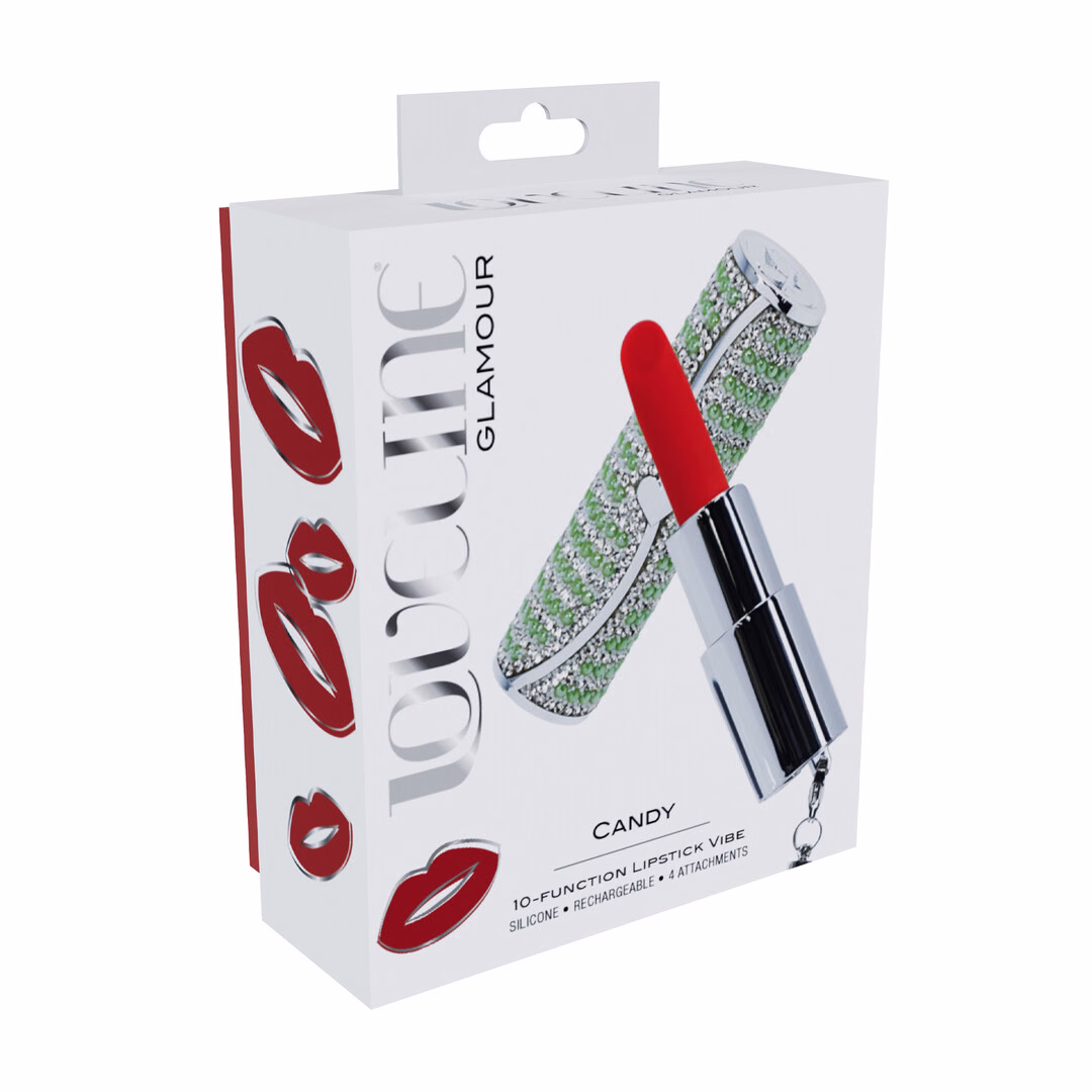 Candy – Lipstick Vibrator with 4 Attachments – Green – 2 Candy - Lipstick Vibrator with 4 Attachments - Green - 2