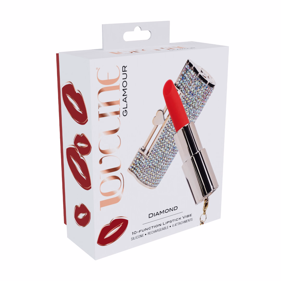 Diamond - Lipstick Vibrator with 4 Attachments - Iridescent - 2