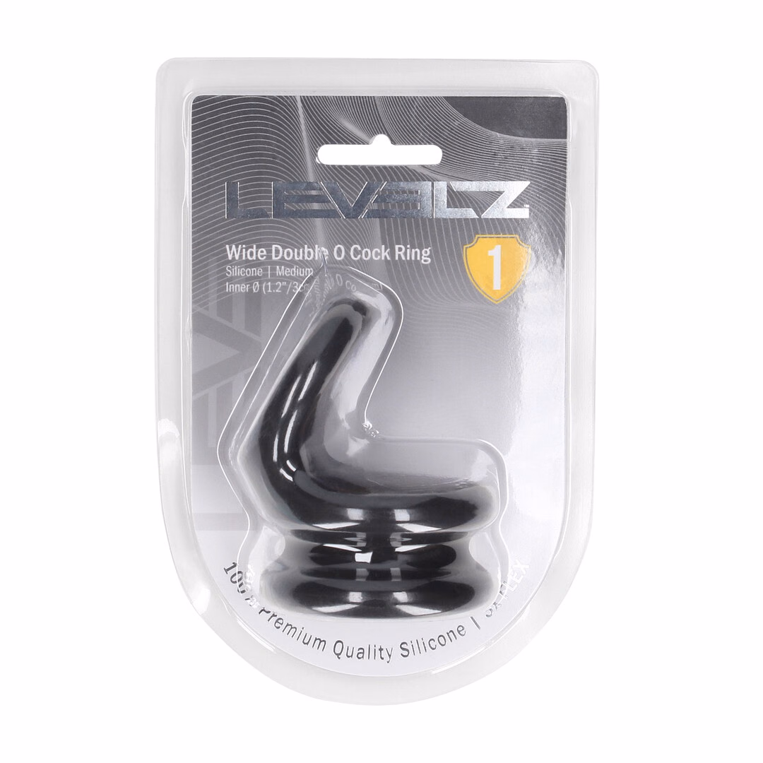 Wide Double O Silicone Cockring - M - Black - 2