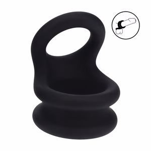 Wide Double O Silicone Cockring - M - Black