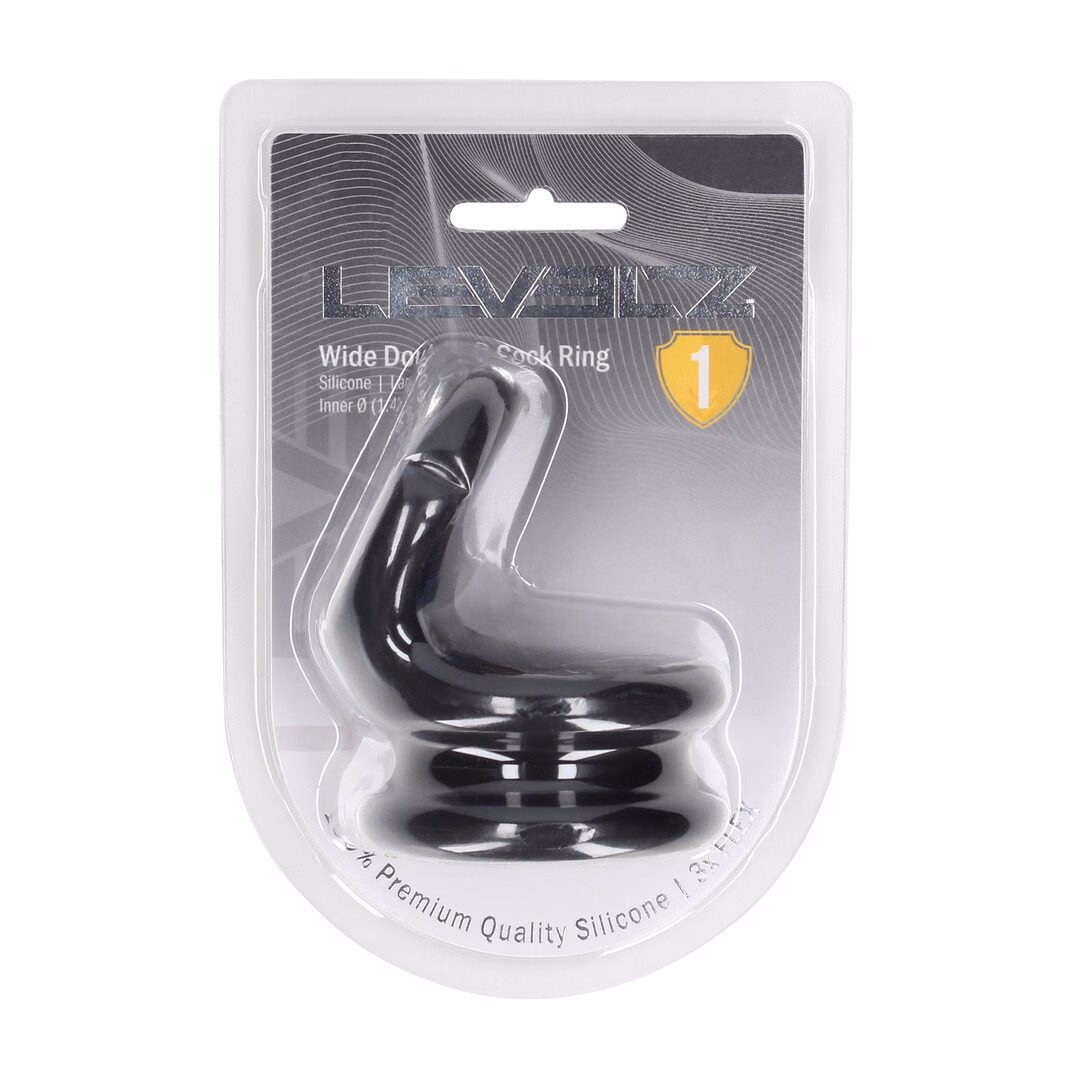 Wide Double O Silicone Cockring - L - Black - 2