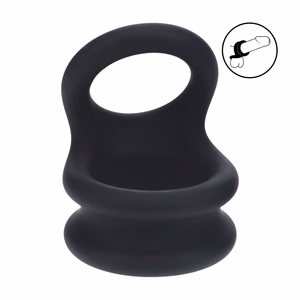 Wide Double O Silicone Cockring - L - Black