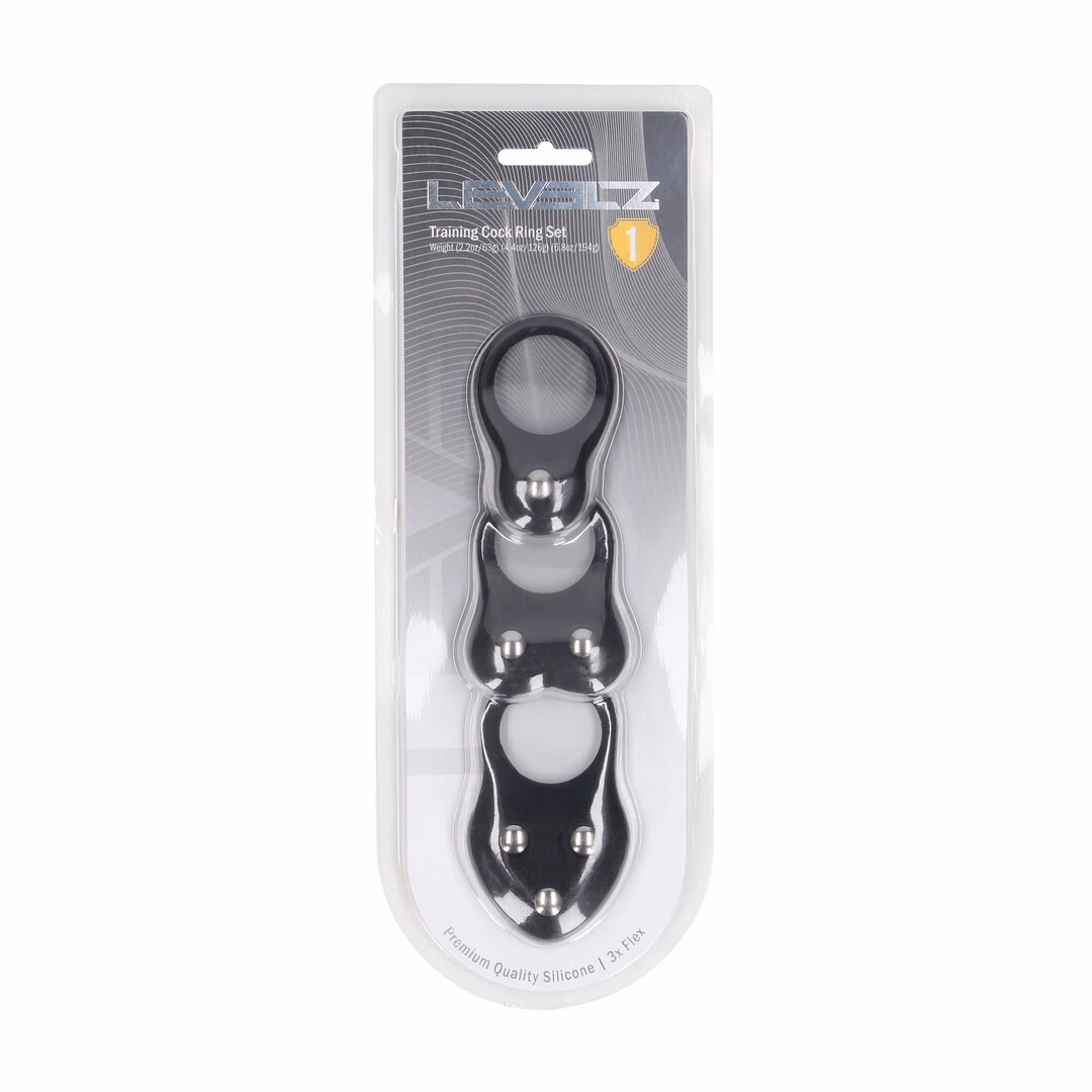 Silicone Training Cockring Set of 3 - S/M/L - Black - 2