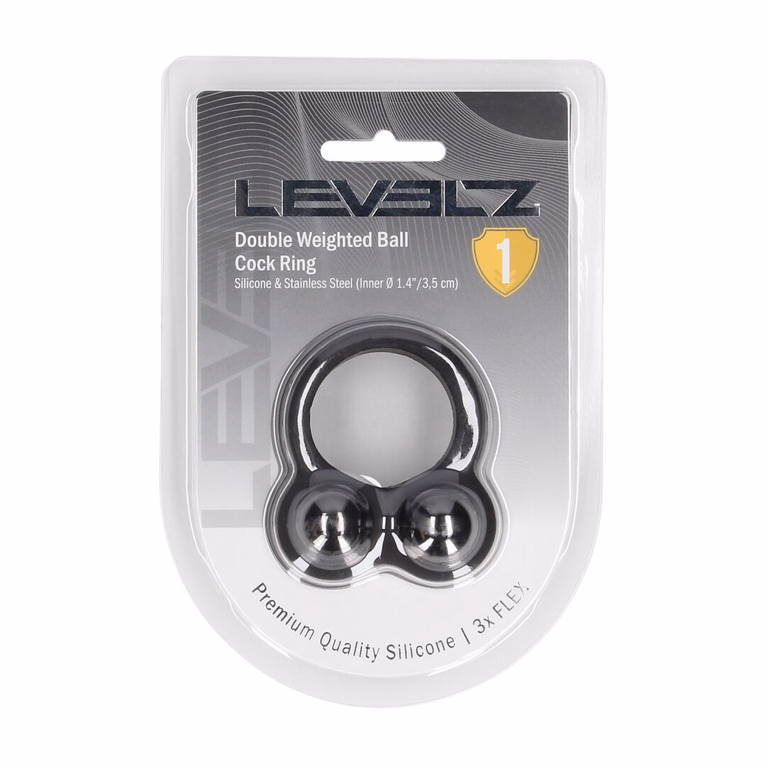 Liquid Silicone Double Weighted Ball Cockring - Black - 2