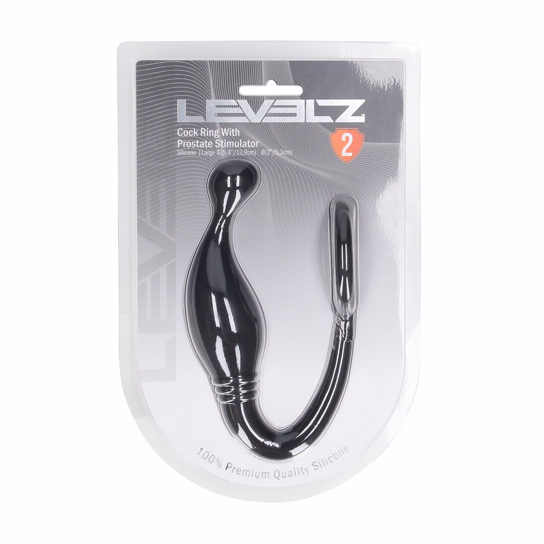 Silicone Cockring with Prostate Stimulator - L - Black - 2