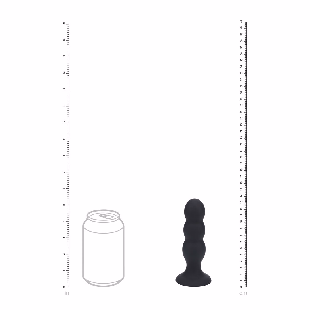 Tri Rattle Liquid Silicone Anal Plug - L - Black - 4