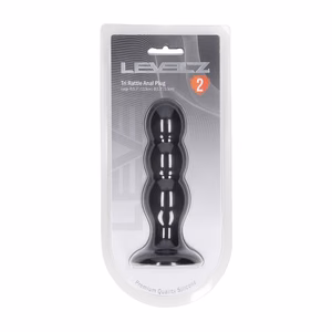 Tri Rattle Liquid Silicone Anal Plug - L - Black - 2