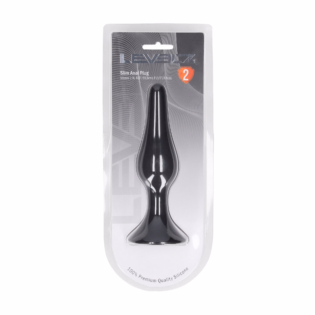 Slim Silicone Anal Plug - XL - Black - 2