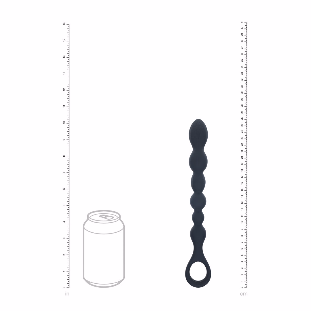 Beaded Snake Silicone Anal Probe with Loop - Black - 5