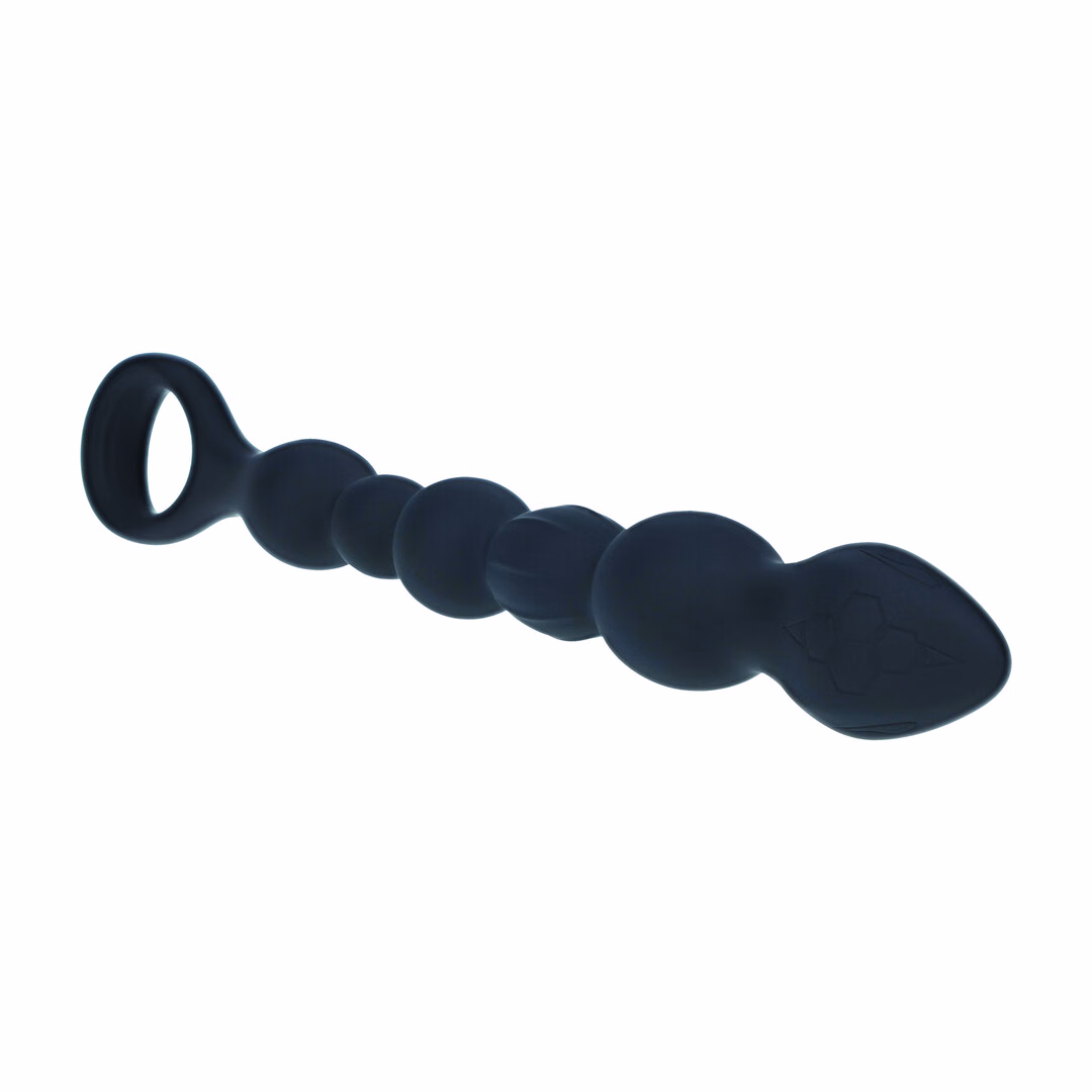 Beaded Snake Silicone Anal Probe with Loop - Black - 4