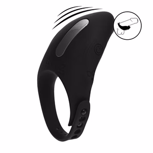Adjustable Vibrating Silicone Cockring - Black