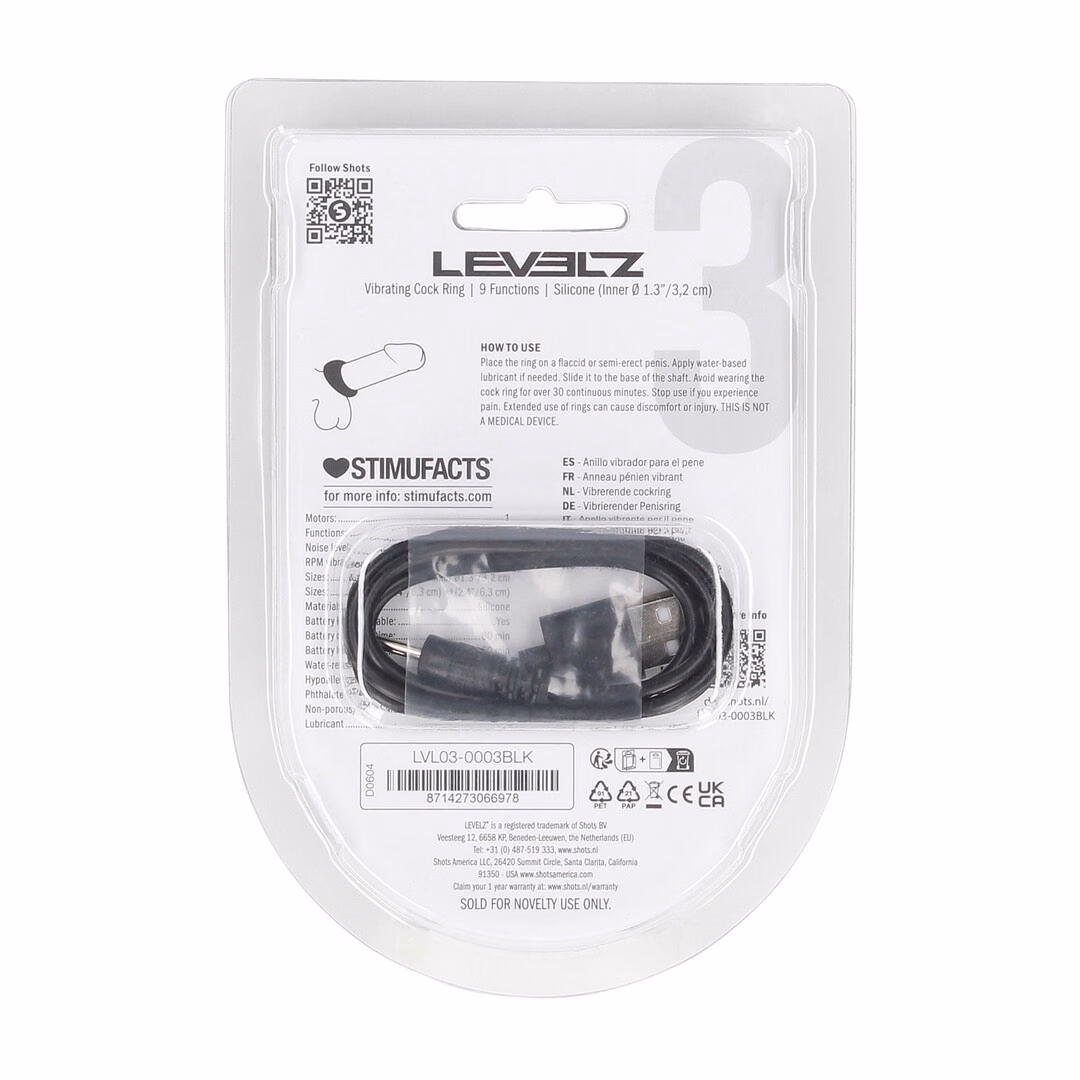 Sealed Liquid Silicone Vibrating Cockring - Black - 3