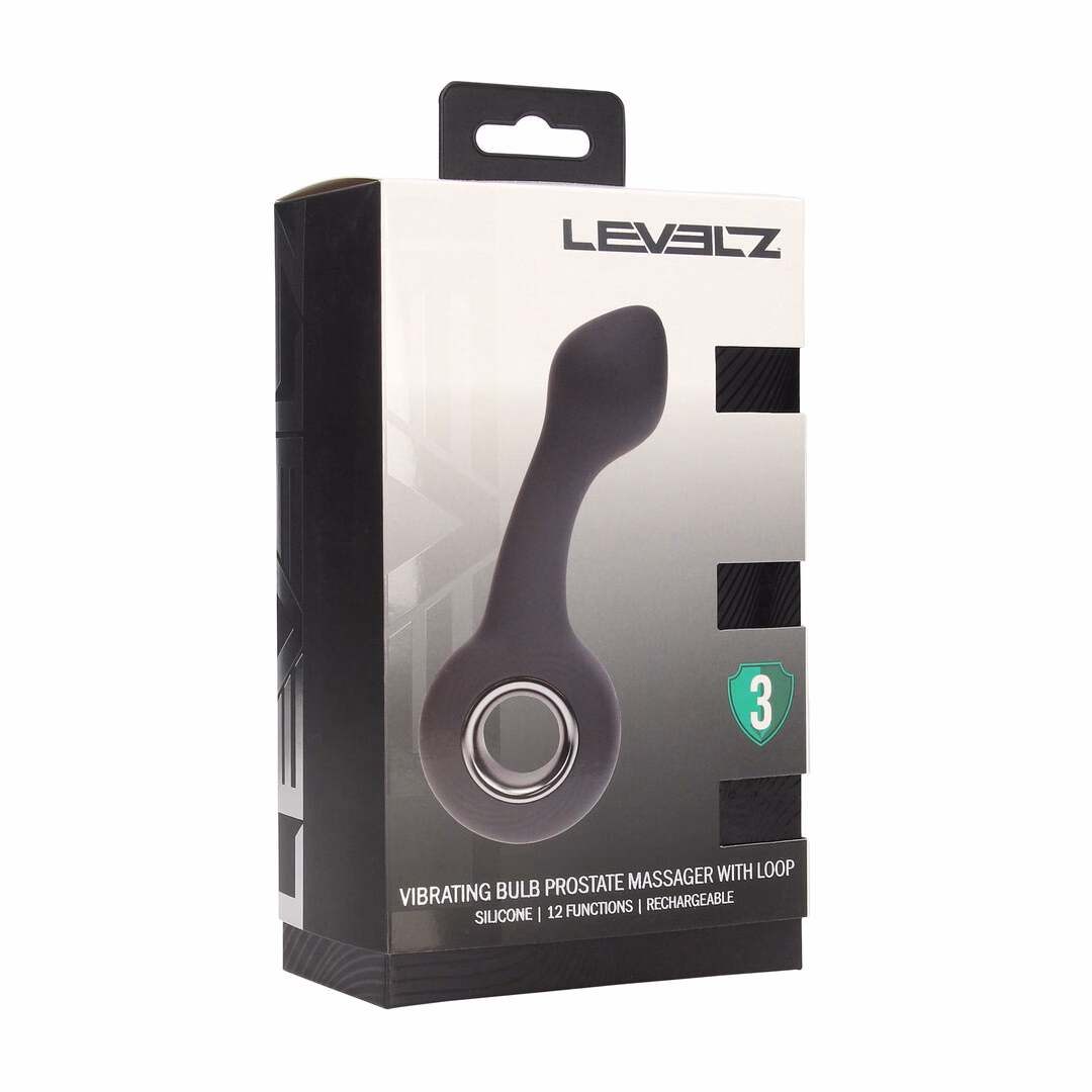 Vibrating Bulb Silicone Prostate Massager with Loop - Black - 2