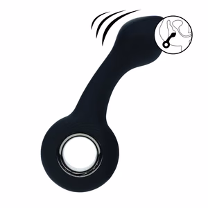Vibrating Bulb Silicone Prostate Massager with Loop - Black