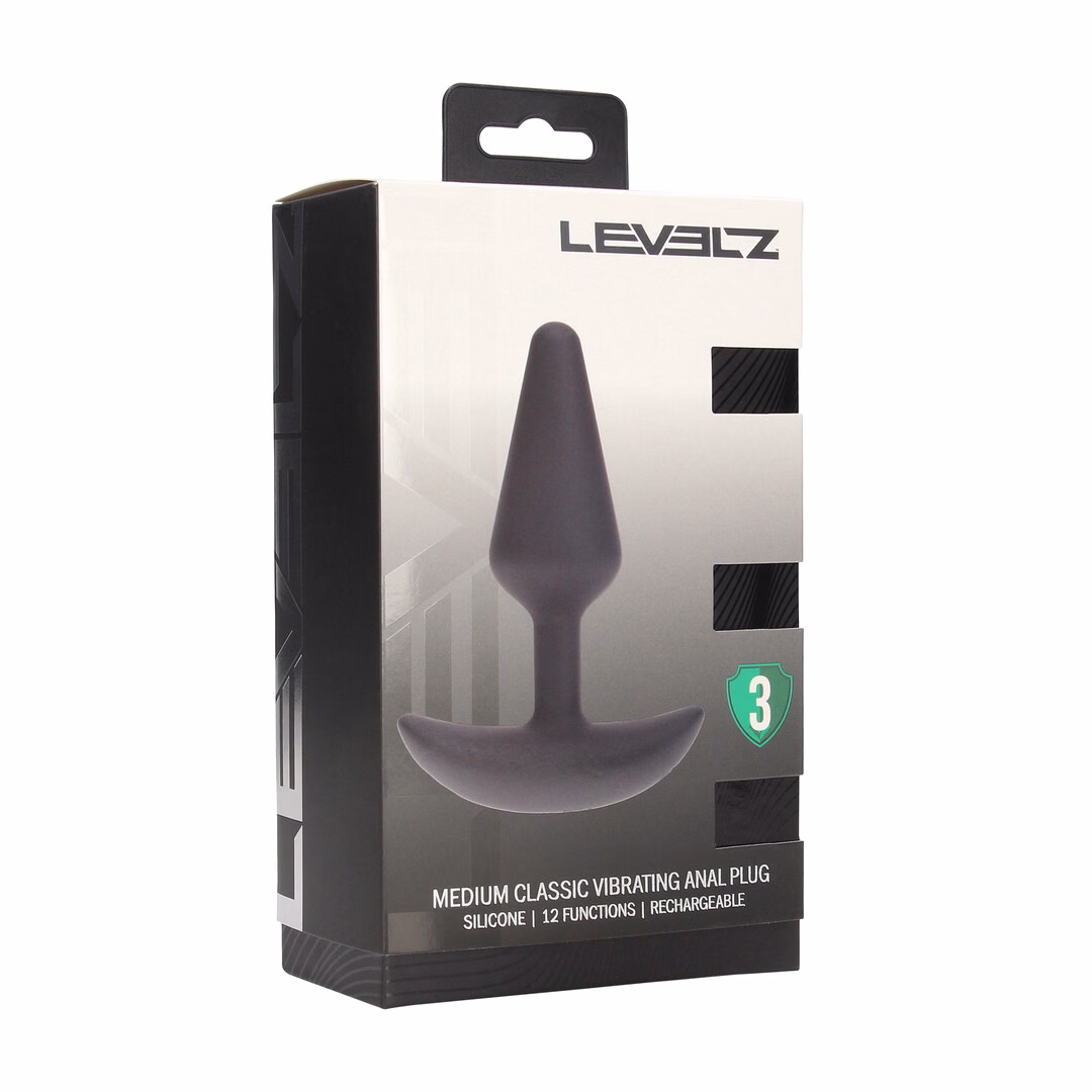 Classic Vibrating Silicone Anal Plug - M - Black - 2
