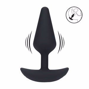 Classic Vibrating Silicone Anal Plug - M - Black