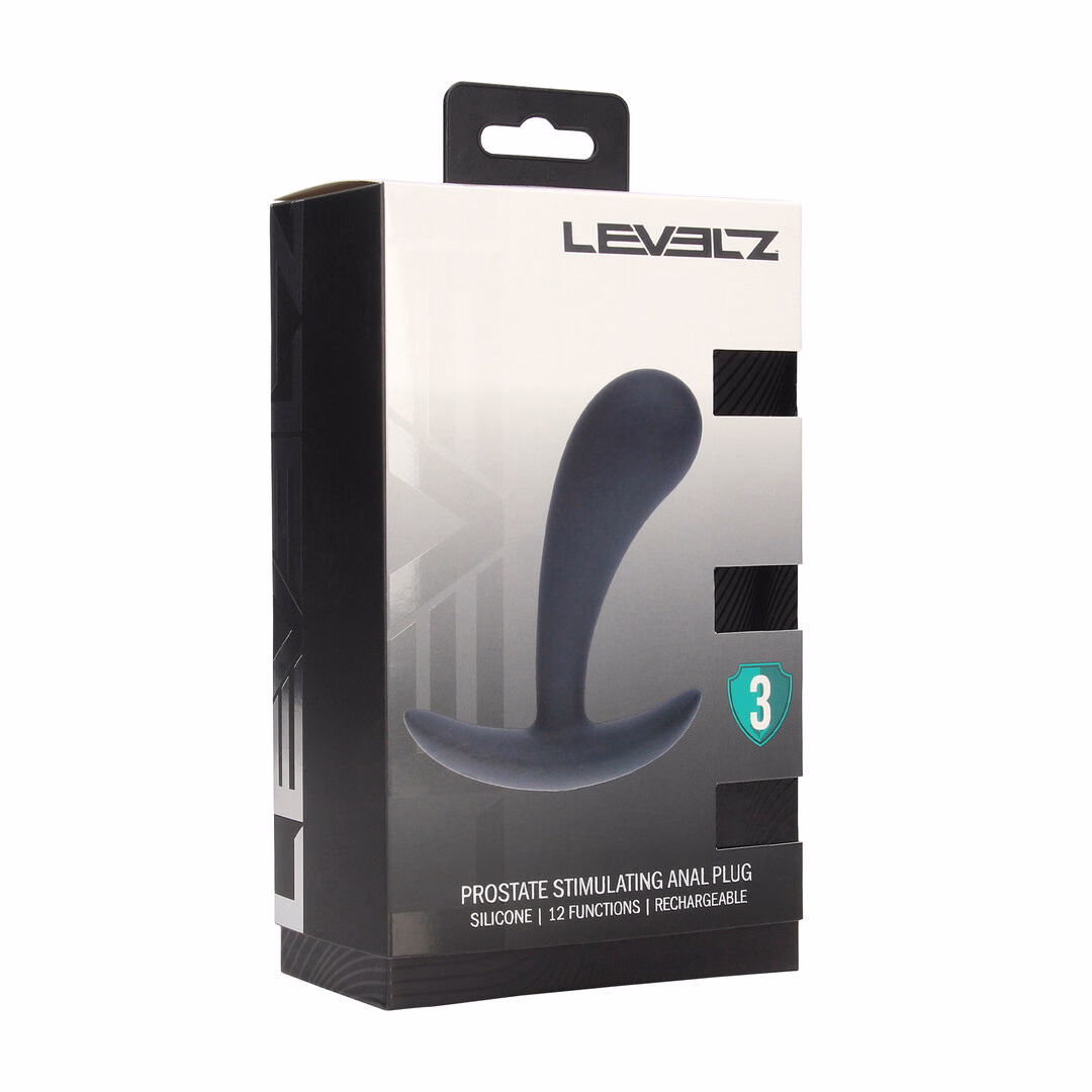Vibrating Silicone Prostate Stimulator Anal Plug - M - Black - 2