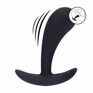 Vibrating Silicone Prostate Stimulator Anal Plug - M - Black