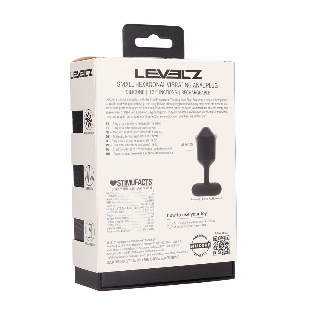 Hexagonal Vibrating Silicone Anal Plug - S - Black - 3