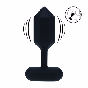 Hexagonal Vibrating Silicone Anal Plug - S - Black