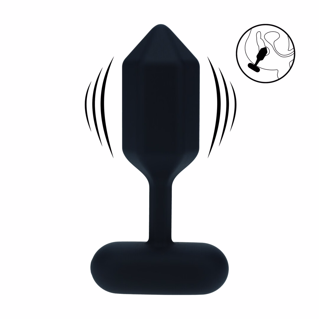 Hexagonal Vibrating Silicone Anal Plug - S - Black