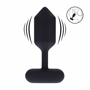 Hexagonal Vibrating Silicone Anal Plug - M - Black